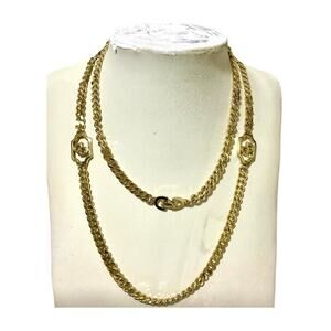 Christian Dior long metal Gourmette chain necklace